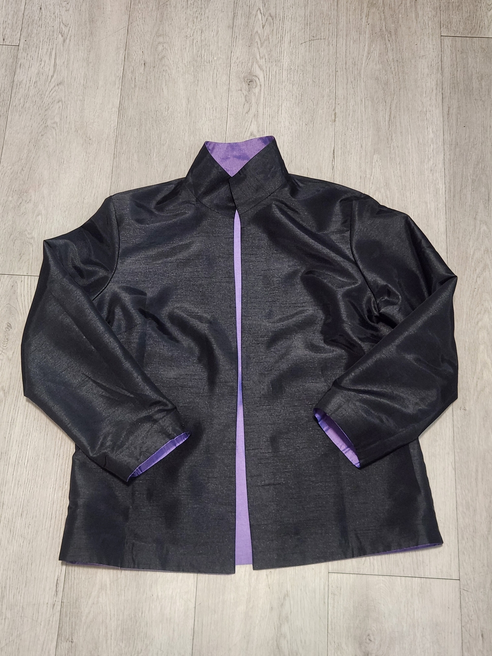 Reversible Dupioni Raw Silk Mandarin Jacket M/L